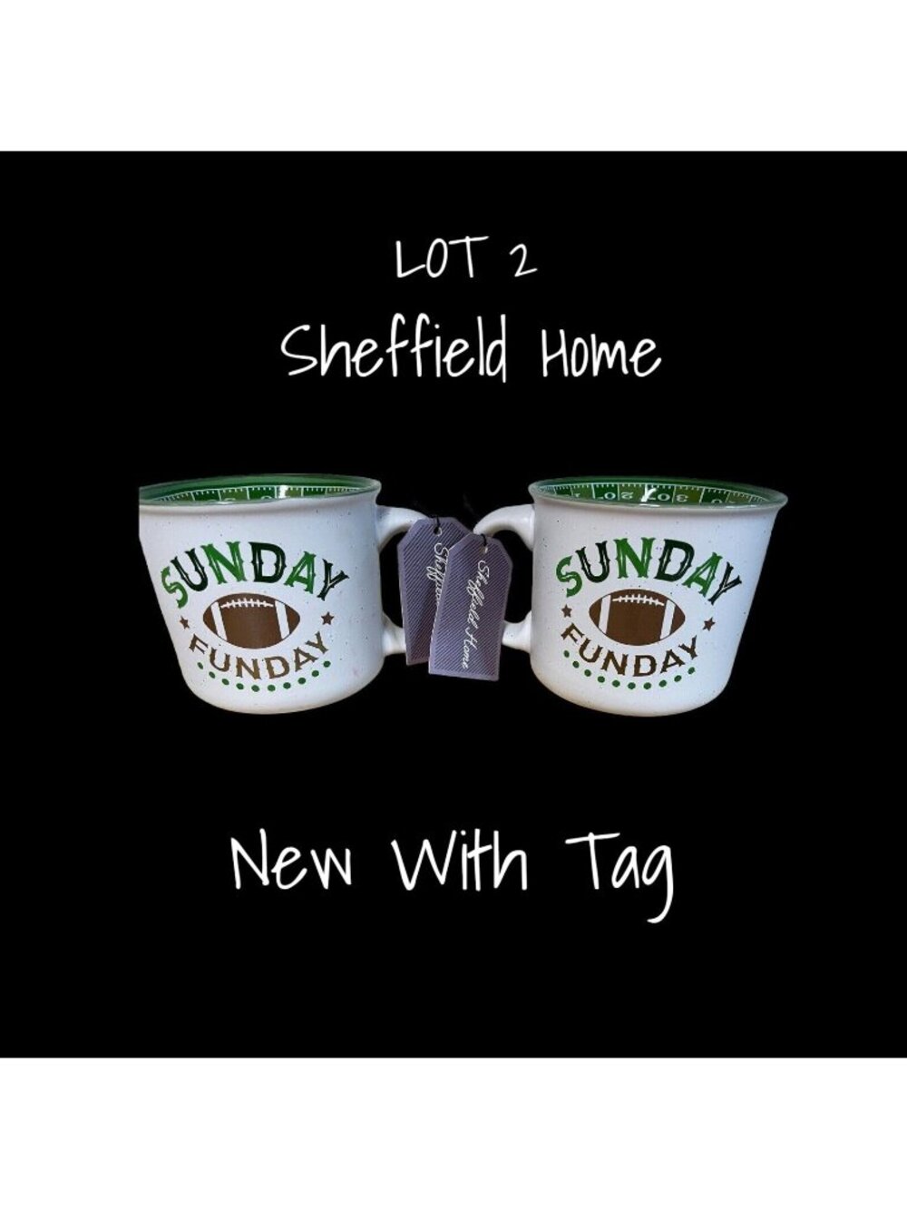 Sheffield Home Sunday Funday Football Mug Set of 2 Ceramic NWT - Picture 3 of 3